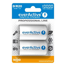 everActive D size (LR20) 9000mAh (pair) - NiMH rechargeable batteries