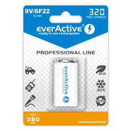 everActive 280mAh PP3 9V rechargeable - NiMH rechargeable batteries