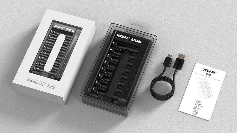 XTAR BC8 battery charger box contents