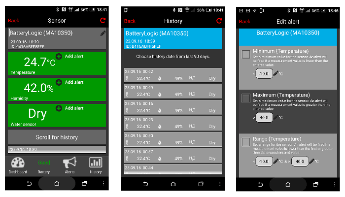 Technoline Mobile Alerts MA10350 App Screen