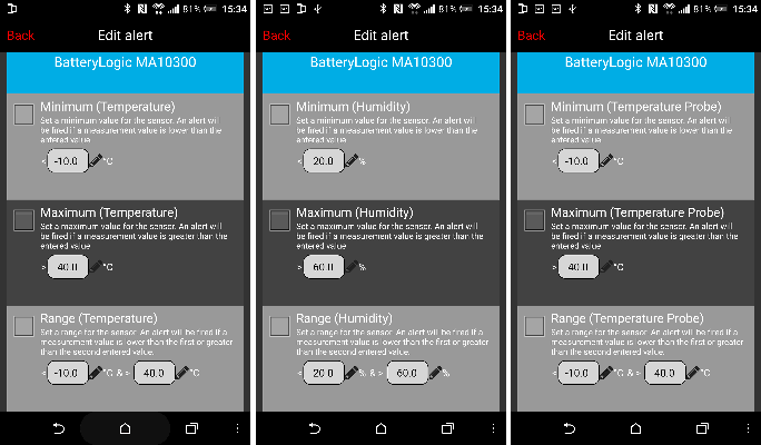 Technoline Mobile Alerts MA10320 alert settings