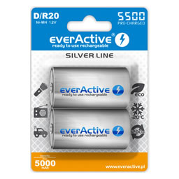 EverActive D size (LR20) 5000mAh (pair) - NiMH rechargeable batteries