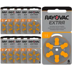Rayovac size 13 (Orange) Hearing Aid Batteries (x60)