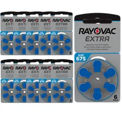 Rayovac size 675 (Blue) Hearing Aid Batteries (x60)